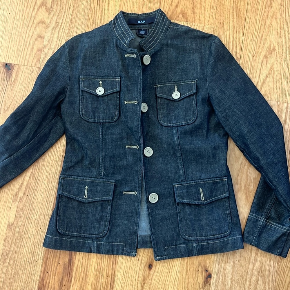 Dark demon Jean jacket button close